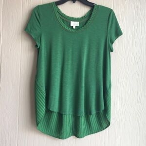 Anthropologie Deletta Gingham Back Green Blouse